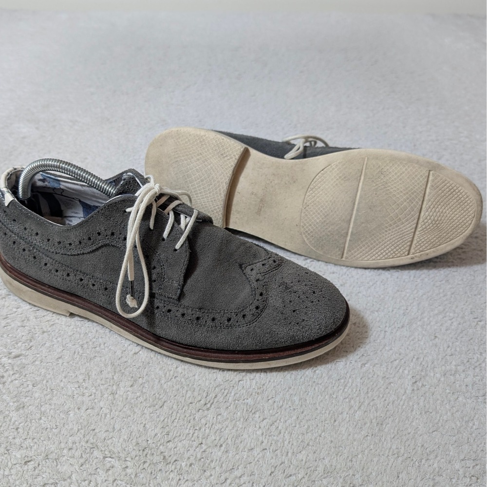Paisley & Gray Wingtip‎ Oxford Mens 9 Gray Suede Brogue Dress Shoes